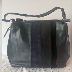 French Connection Black and Navy Leather Tote